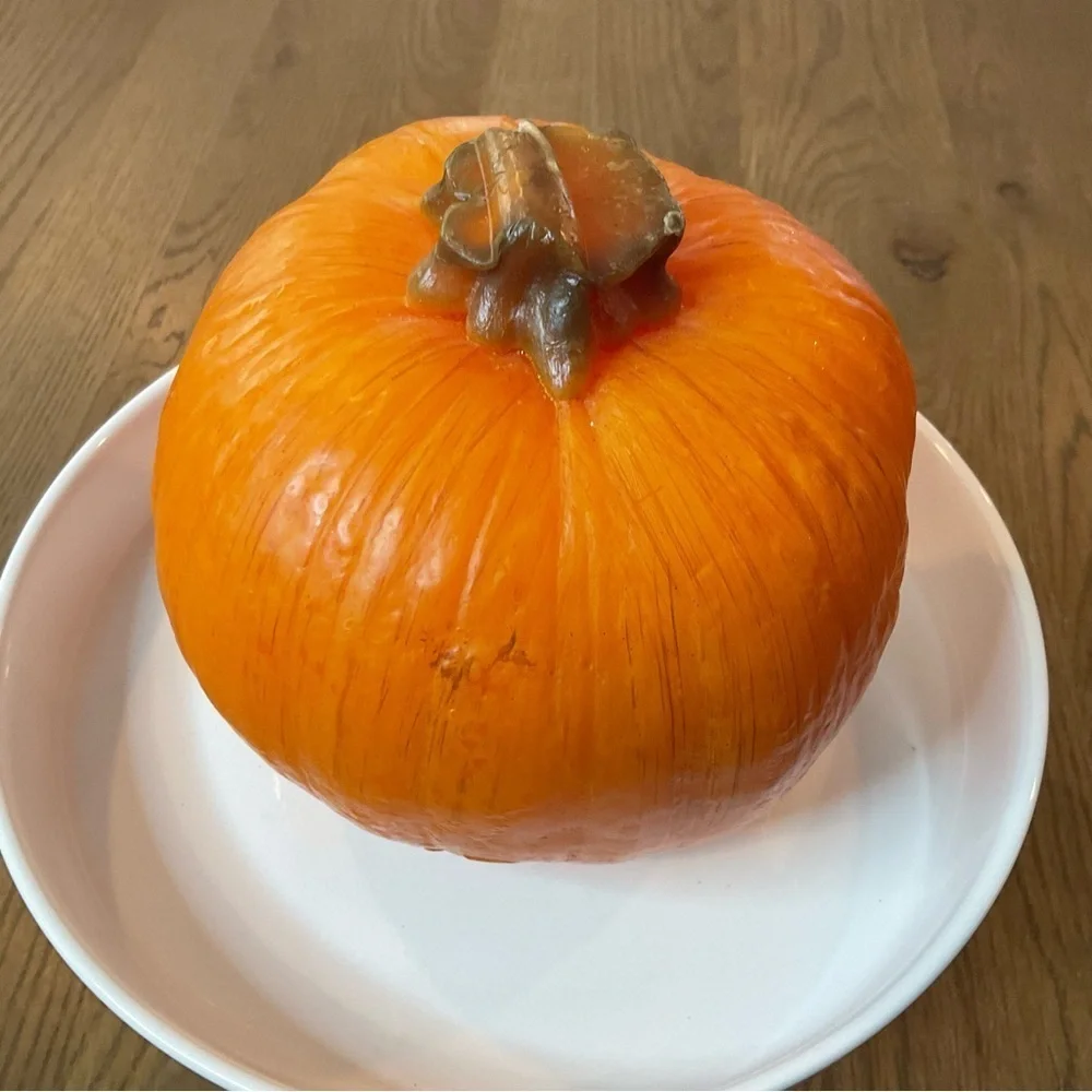 Crate&Barrel Pumpkin Candle 3 lbs 6” tall Halloween Thanksgiving Autumn Decor